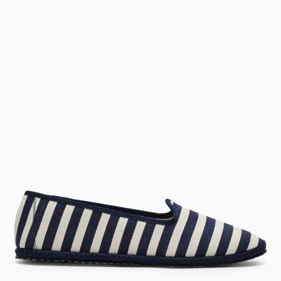 Vibi Venezia Blue And White Striped Ballerinas