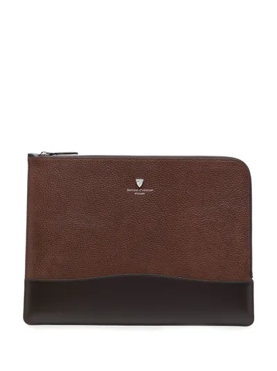 Aspinal Of London City Tech Leather Laptop Bag In Brown