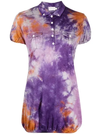 Stain Shade Tie-dye Print Polo Top In Purple