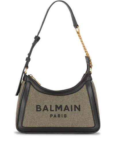 Balmain Small Logo-print Shoulder Bag In Green