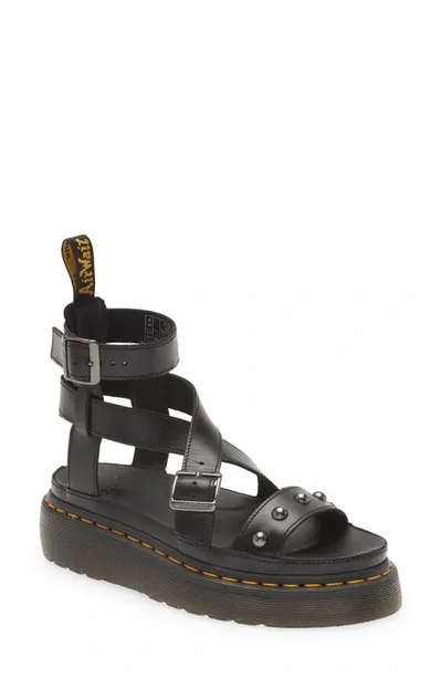 Dr. Martens' Imojeen Brando Leather Stud Platform Sandals In Black