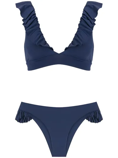 Isolda Ruffle-trimmed Bikini Set In Blue