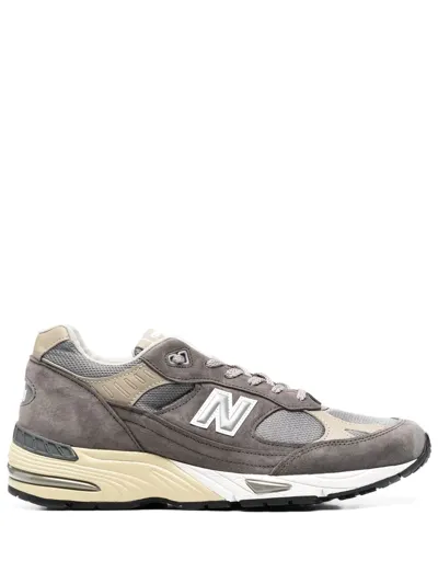 New Balance Logo-patch Lace-up Sneakers In Grey