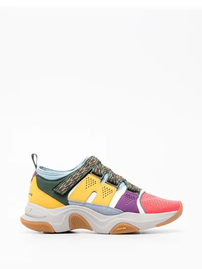 White Mountaineering Logo Colour-block Sneakers In Yellow