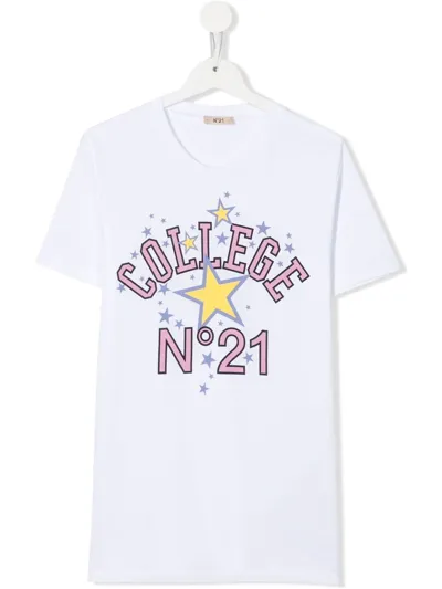 N°21 Teen College Star-print T-shirt In White