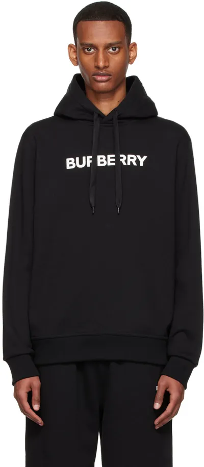 Burberry Ansdell Logo Cotton Jersey Hoodie In Black