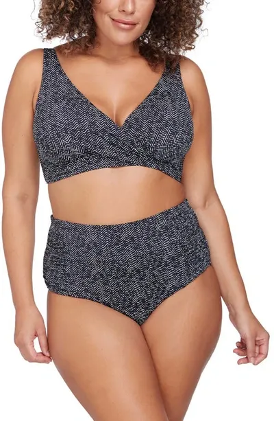 Artesands Plus Size Botticelli High-waist Bikini Bottoms In Zigzag