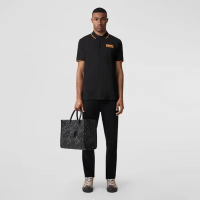 Burberry Logo Appliqué Cotton Piqué Polo Shirt In Black