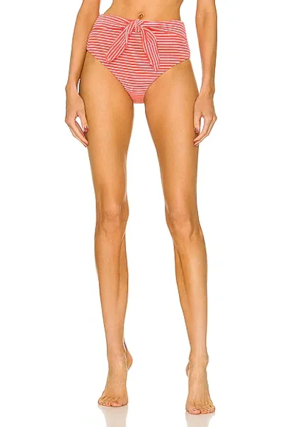 Jonathan Simkhai High Waisted Bikini Bottom In Chili Stripe