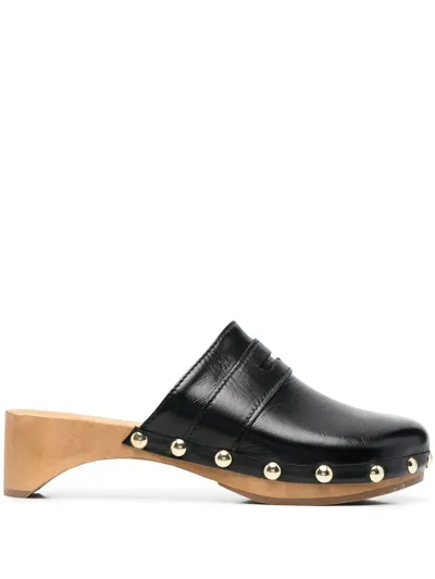 By Far Hans Lambskin Clogs In Black