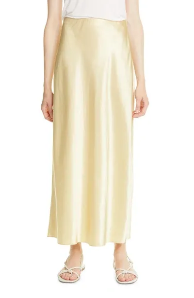 Vince Side Slit Satin Slip Skirt In 770sns-sun Stone