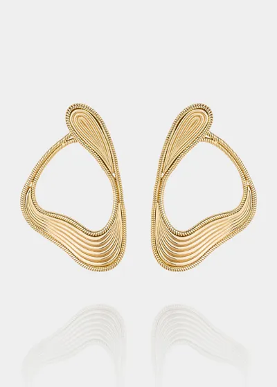 Fernando Jorge Stream Lines Loop Earrings In Yellow Gold