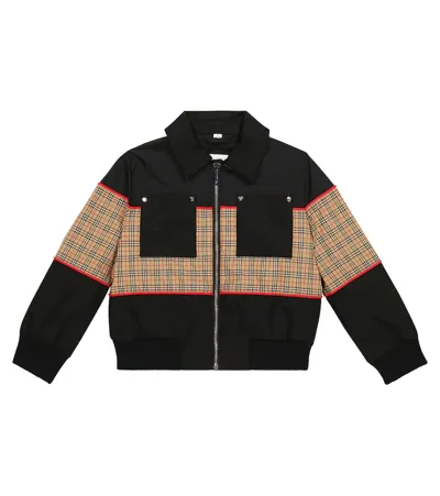 Burberry Kids' Liam Checked-panel Woven Technical Jacket 4-14 Years In Black