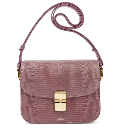 Apc Grace Small Croc-effect Leather Shoulder Bag In Parme Rose