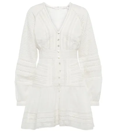 Veronica Beard Addilyn Lace And Cotton Minidress In Off-white