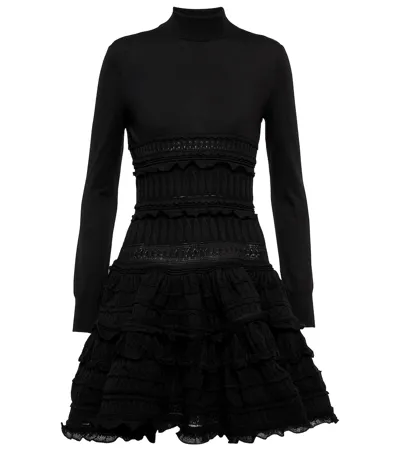 Alaïa Women's Crino Ruffle Skater Minidress In Noir