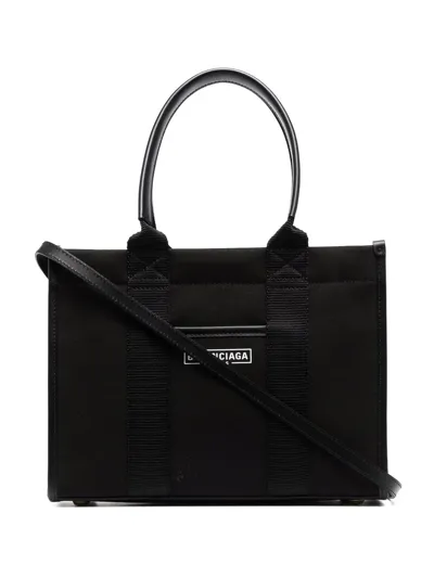 Balenciaga Neo Canvas Shopper Tote Crossbody Bag In Noir