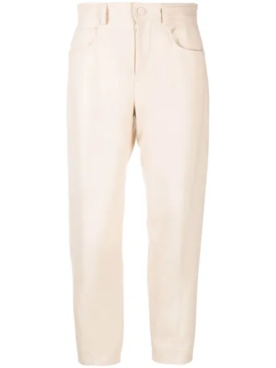 Stella Mccartney Straight Leg Faux Leather Trousers In Neutrals