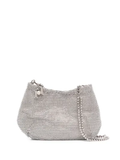 Rosantica Alba Crystal Mesh Shoulder Bag In Silver