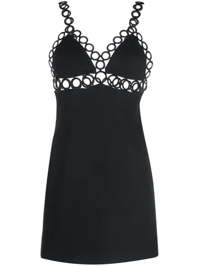 Coperni Ring-embroidered Mini Dress In Black