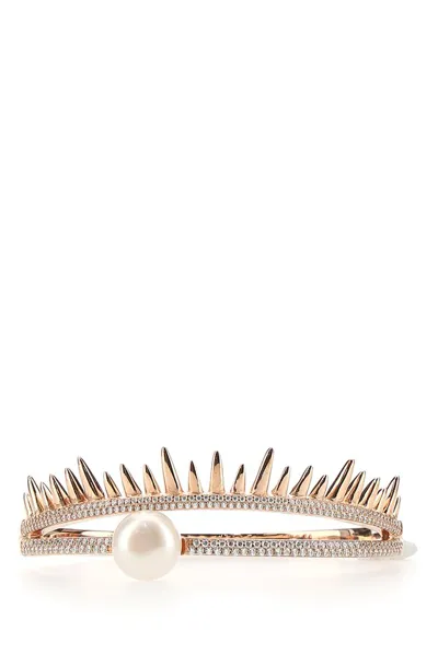 Apm Monaco Pearl Embellished Spike Bracelet In Gold