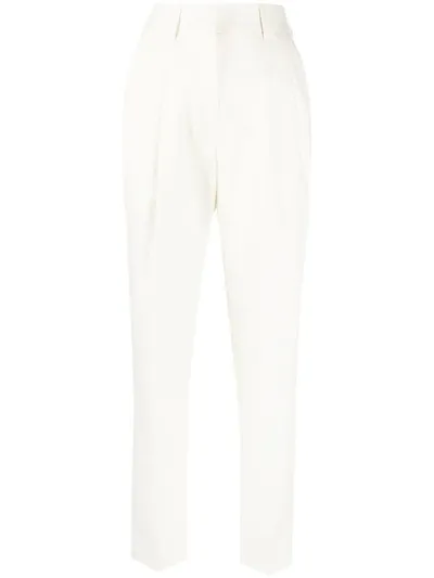 Philipp Plein High-waisted Tapered Trousers In White