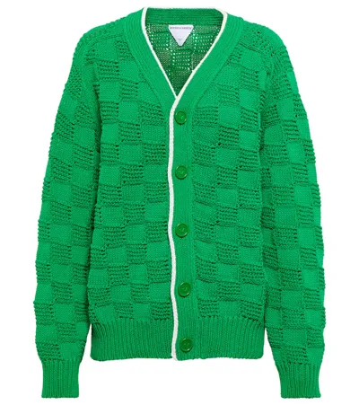 Bottega Veneta Salon 03 Intrecciato Check-knit Cardigan In Parakeet