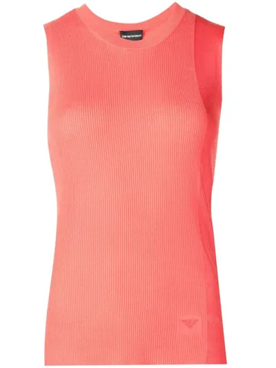 Emporio Armani Ribbed Tank Top In Rosa