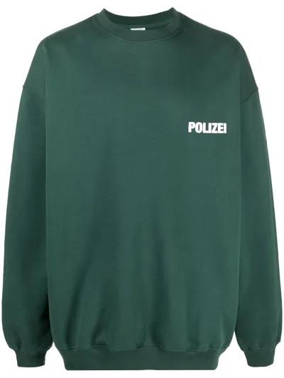 Vetements Text Print Sweatshirt In Green