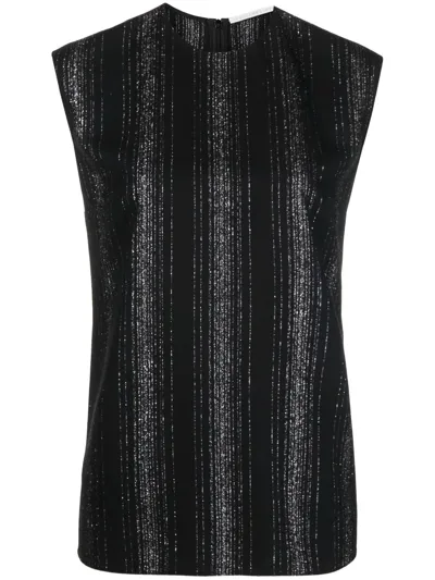 Stella Mccartney Lurex Striped Sleeveless Blouse In Black