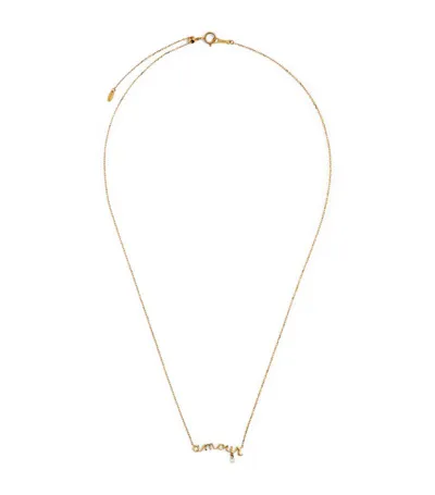 Persée Yellow Gold And Diamond Around The Words Amour Necklace