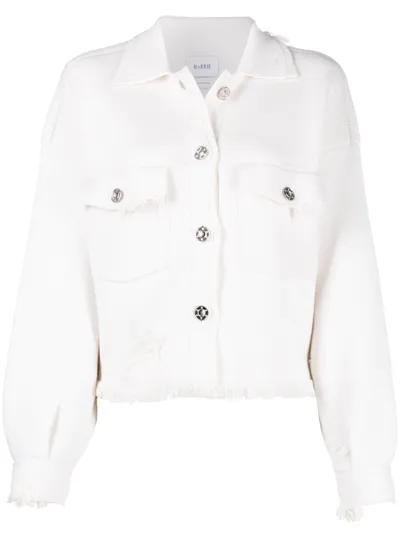 Barrie Fringed Denim Jacket In White