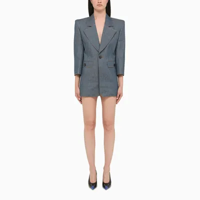 Saint Laurent Blue Denim Single-breasted Blazer Dress