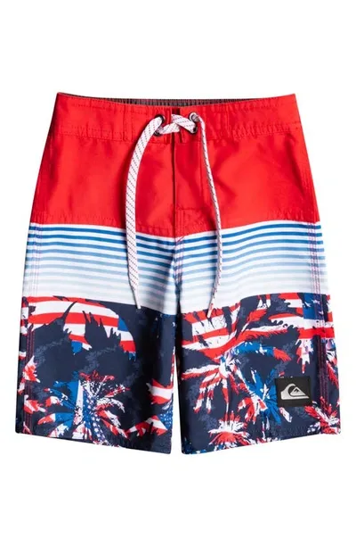 Quiksilver Kids' Everyday Panel Swim Trunks In High Risk Red