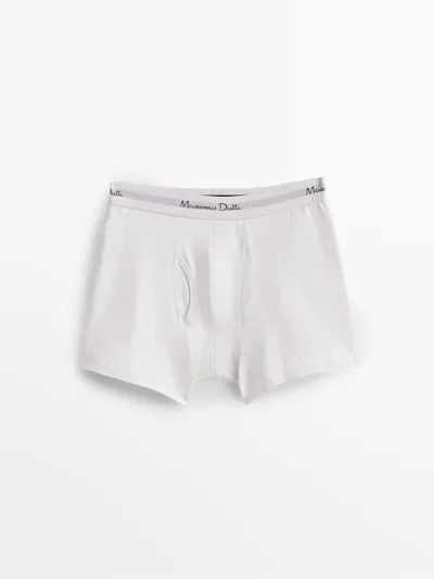 Massimo Dutti Cotton Boxer Shorts In Weiss