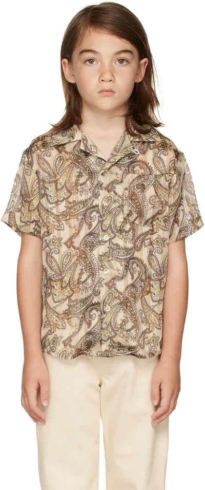 Boysmans Kids Brown Paisley Short Sleeve Shirt