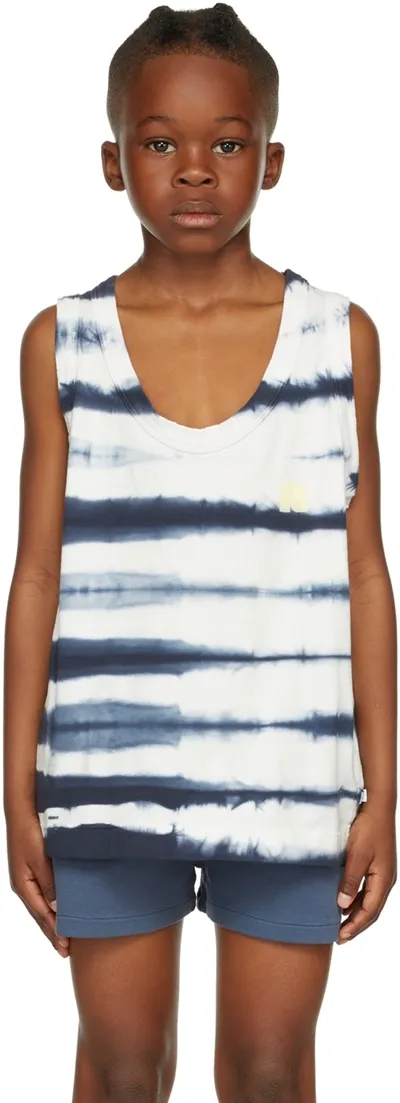 Repose Ams Kids White & Blue Tie Dye Tank Top In Iced Blue Tie Dye