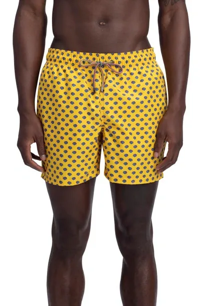 Bugatchi Seashell Print Swim Trunks In Lemon