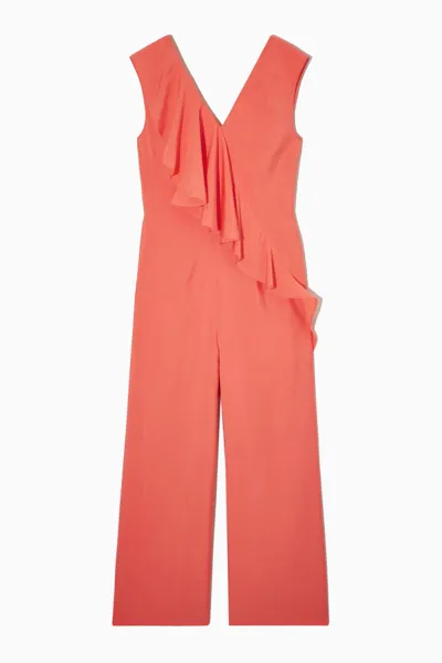 Cos Ruffled Jumpsuit In Orange