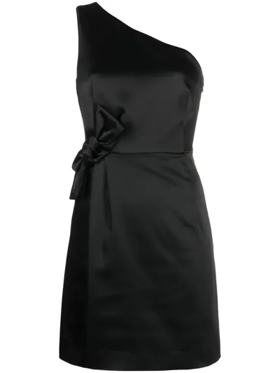 P.a.r.o.s.h One-shoulder Bow-detail Minidress In Schwarz