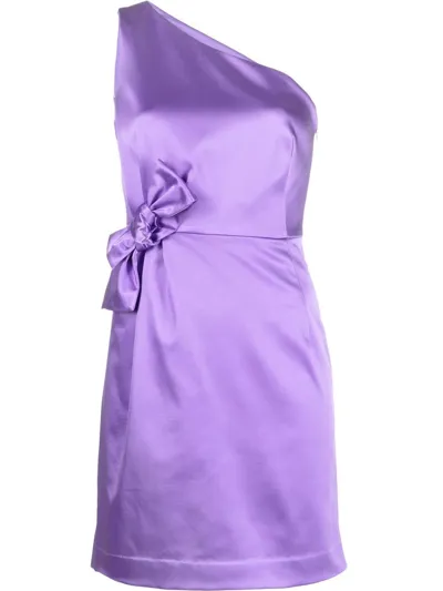 P.a.r.o.s.h One-shoulder Bow-detail Satin Minidress In Violett