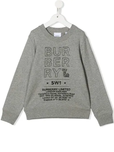 Burberry Logo Graphic-print Sweatshirt In Gray