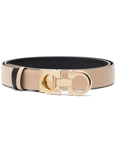 Ferragamo Gancini Leather Reversible Belt In Multicolor