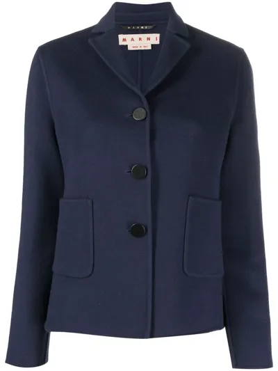 Marni Single-breasted Wool-cashmere Jacket In Ink