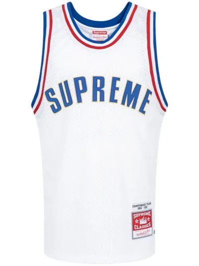 Supreme Logo-print Basketball Vest In Weiss