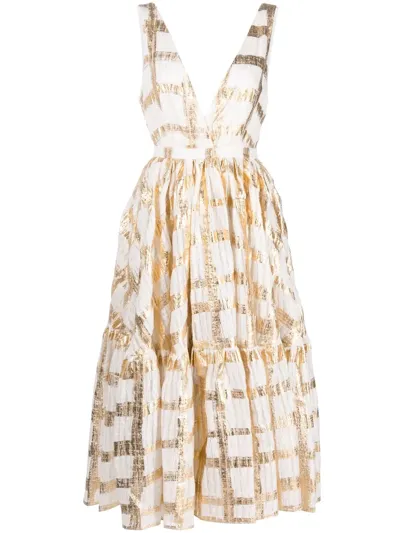 Rochas Flared Midi Dress In White