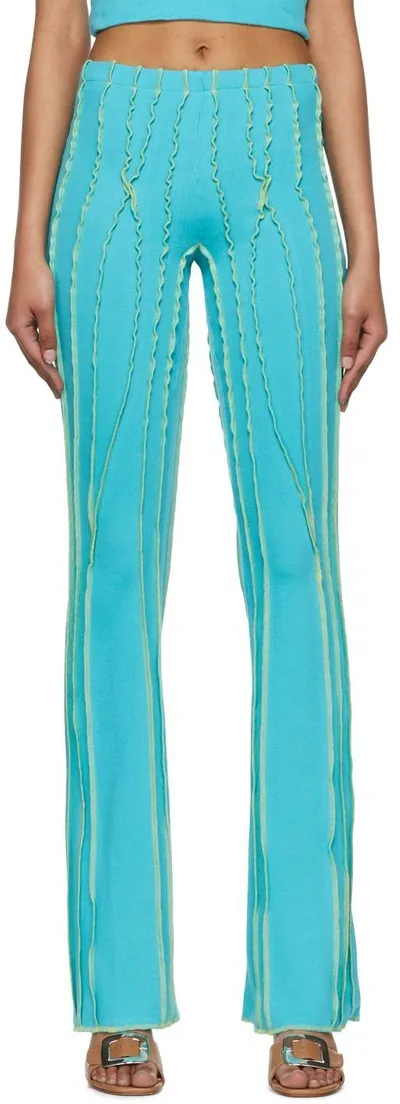 Helenamanzano Ssense Exclusive Blue Lounge Pants In Turquoise/baby Yello