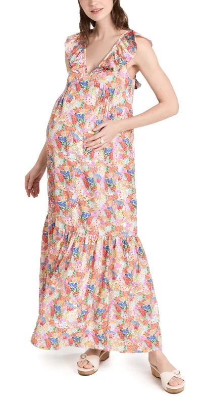 Ingrid & Isabel Ruffle Sleeve Tiered Maxi Dress In Garden