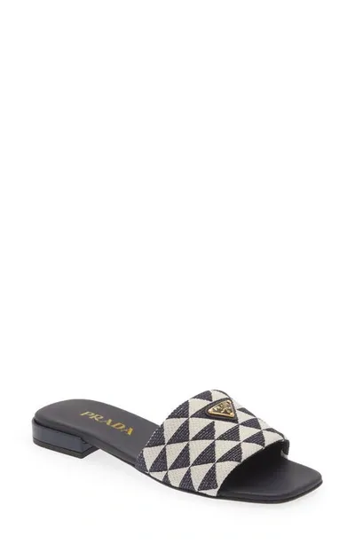 Prada Logo Slide Sandal In Balticotalco