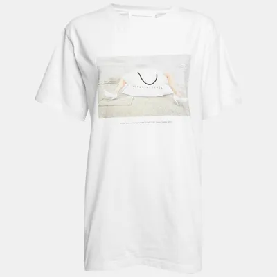 Pre-owned Victoria Victoria Beckham White Printed Cotton Short Sleeve T-shirt S